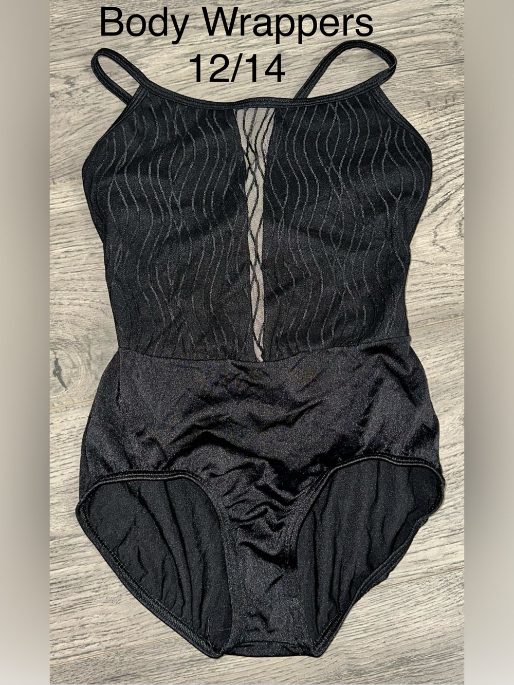 Body Wrappers Black Sheer-Panel Dance Leotard